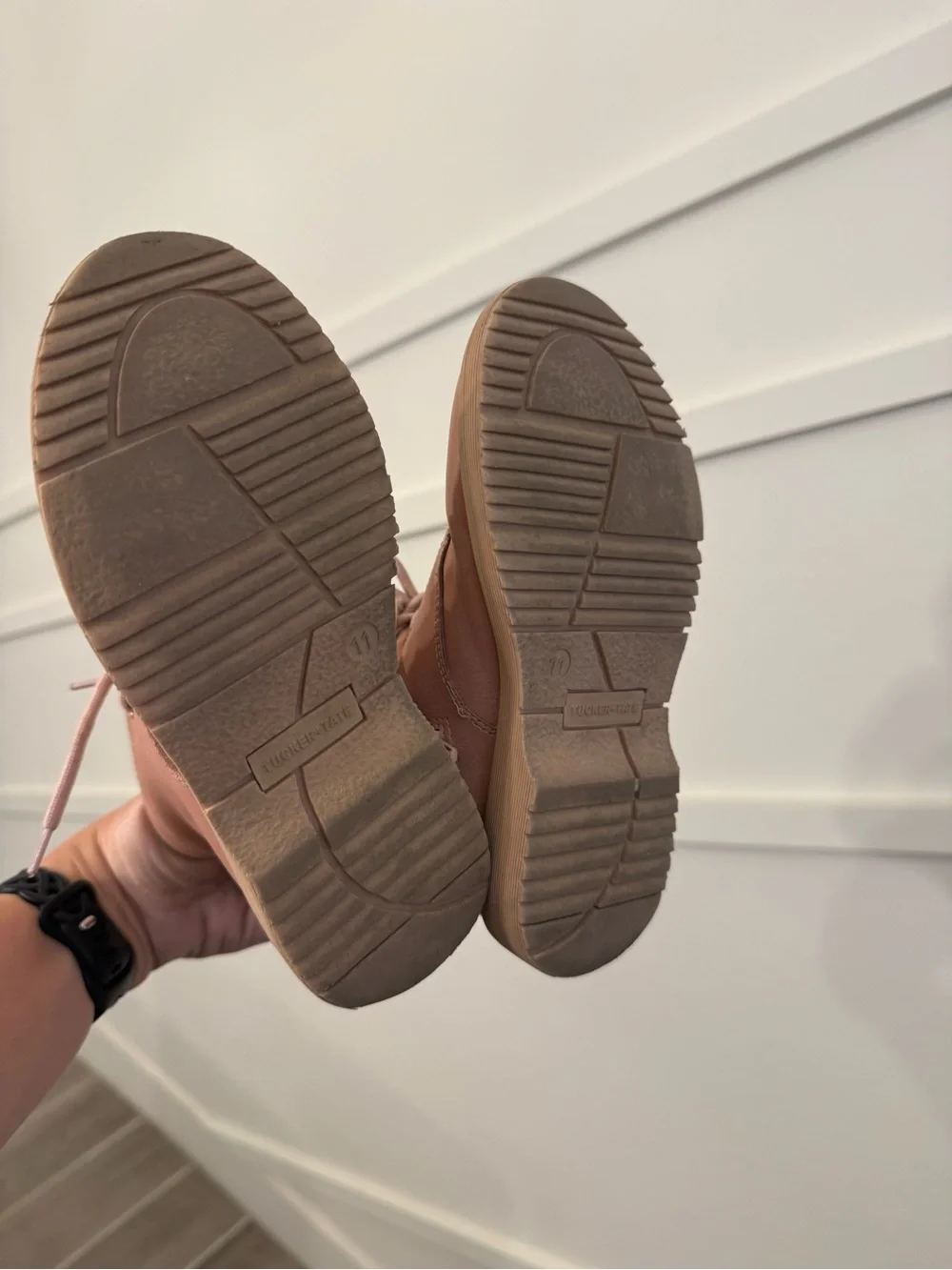 Tucker + Tate Girls Blush Pink Lace-Up Combat Boots